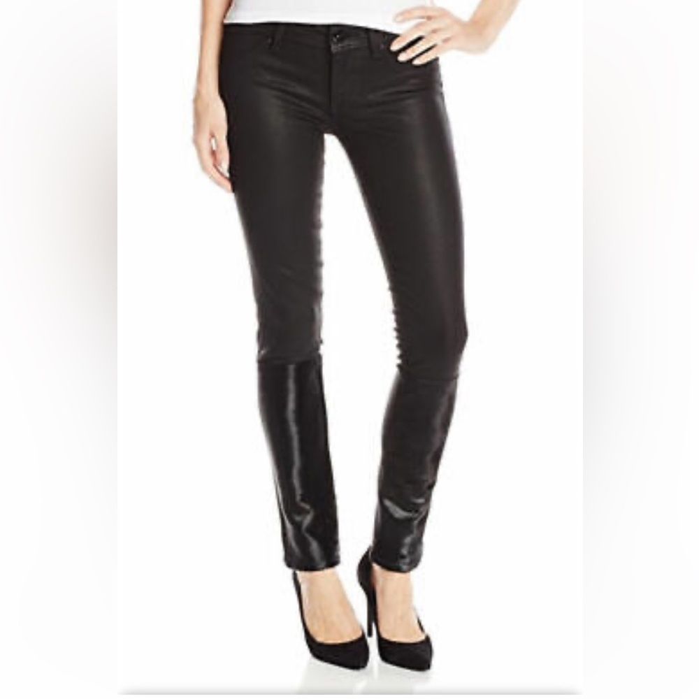 DL1961 Emma Coated Pony Hair Legging Jeans In 2366 Montgomery Black Size 28